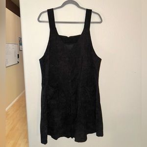 Black corduroy overall dress with pockets